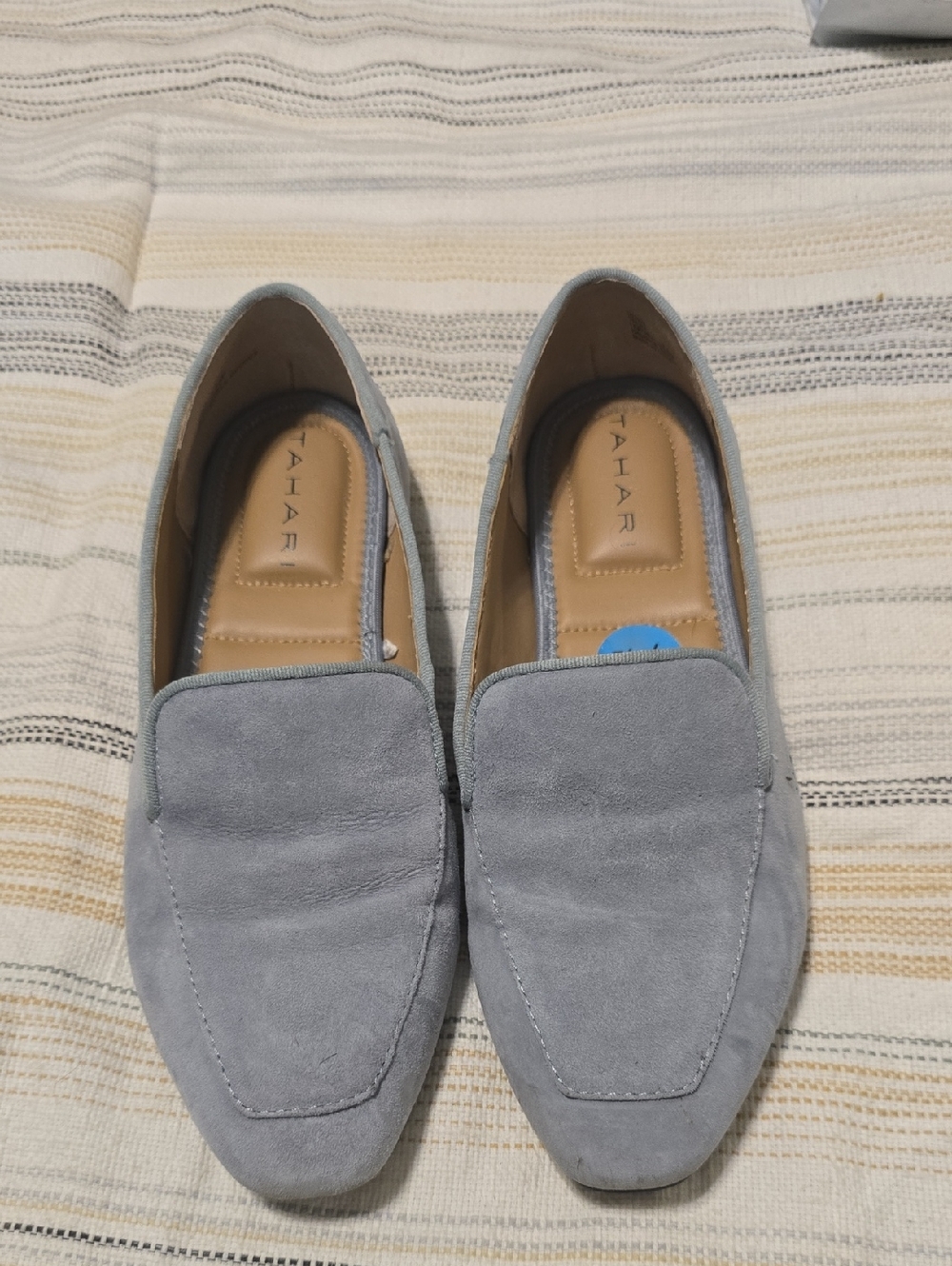 Tahari Blue Gray Suede Slip-On Loafers